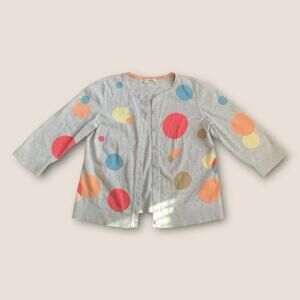 Christopher & Banks Gray Pastel Circles button Up cardigan 3/4 Sleeve Sz Medium